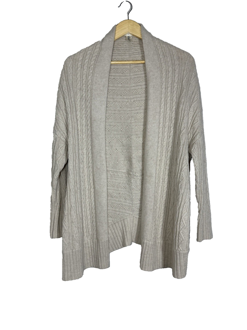 Max Studio Wool Alpaca Blend Cardigan Womens M Dolman Cream Open Knit Sweater
